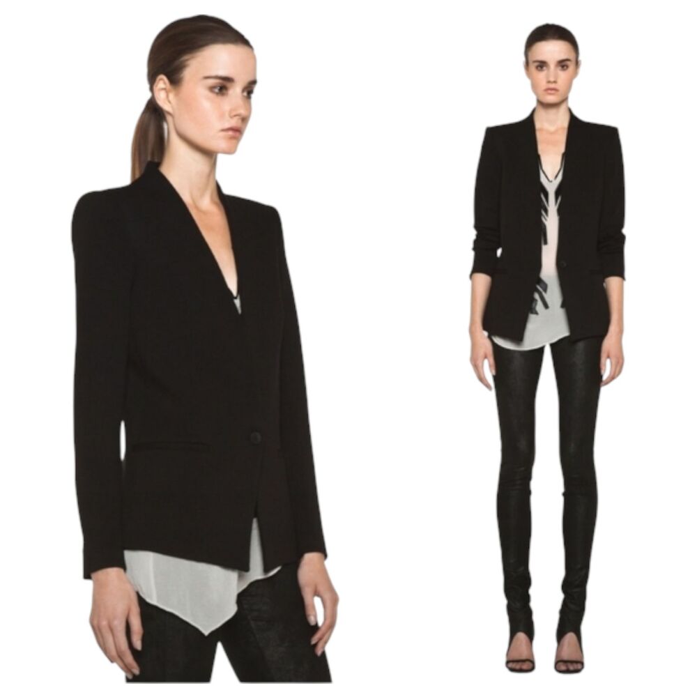 Helmut Lang Black Fitted Single Button Blazer Siz… - image 2